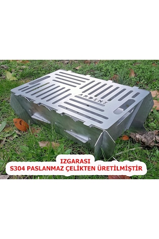 Lazer Mangal Portatif Pratik Katlanabilir Paslanmaz Izgaralı 41x25 Cm Çok Renkli