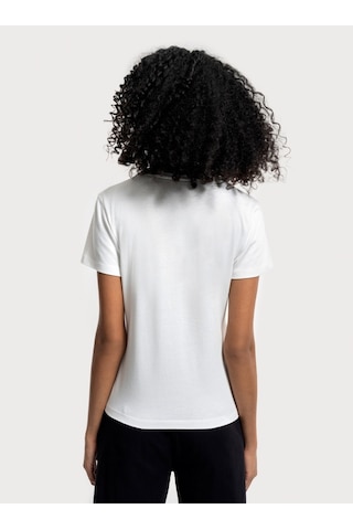Slim Fit Kadın Tshirt K.kol Beyaz