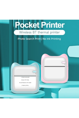 Lemestar Pembe Bluetooth Termal Yazıcı - Taşınabilir Cüzdan Boyutu, Fotoğraf/doküman/not Baskısı, 200dpi, Kablosuz Bağlantı