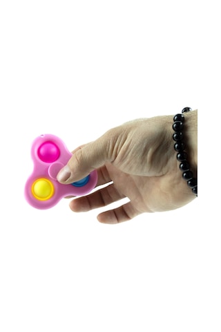 Oyuncak Stres Çarkı Üçlü Stres Baloncuklu Pembe