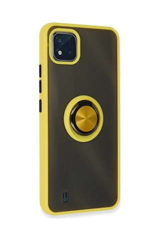 Newface - 744 - Realme C11 2021 Kılıf Montreal Yüzüklü Silikon Kapak - Csmo-tex - - Sarı