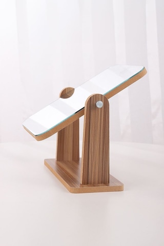 Masa Üstü 13 Cm Ahşap Tek Taraflı Hareketli Dikdörtgen Masa Aynası Cin812 Kahverengi