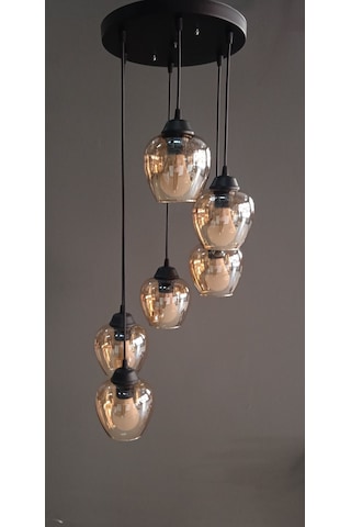 6 Lı Glob Gold Açık Cam Sarkıt Avize Sarı