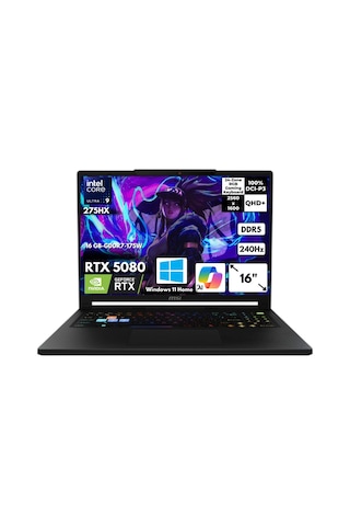 Msı Raider 16 HX B2WI-021TRHMF11 Ultra 9-275HX 48 GB 4 TB SSD RTX5080 16 GB 16" W11H Dizüstü Bilgisayar