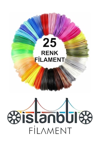 İstanbul Filament Pla 3d Kalem Yazıcı İçin 25 Renk 25x4 Metre 100 Metre Pla Filament 1.75mm