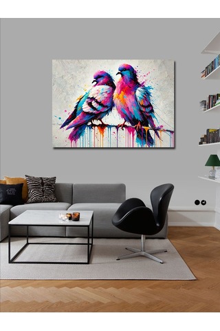 Kanvas Tablo Renkli Sevgi Kuşları 50cmx70cm
