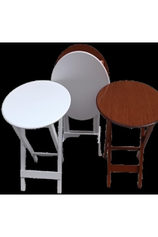1448bng90134çanta Zigon Sehpa Oval Dörtlü Model Ahşap Mdf Beyaz Ve Ceviz Renk Uyum El Yapım