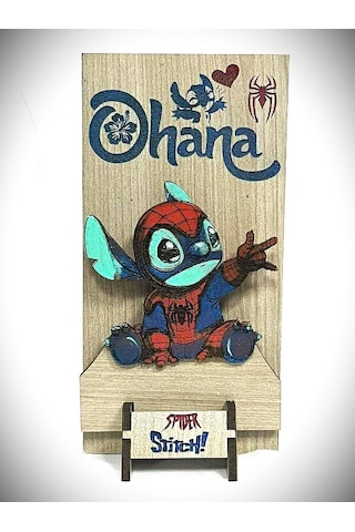 Dükkan Design Lazer Kazıma El Boyama Spider Stıch Ahşap Biblo Çok Renkli