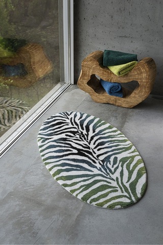 Karoo Banyo Paspası, Renkli Giza Pamuklu Tasarım Yeşil