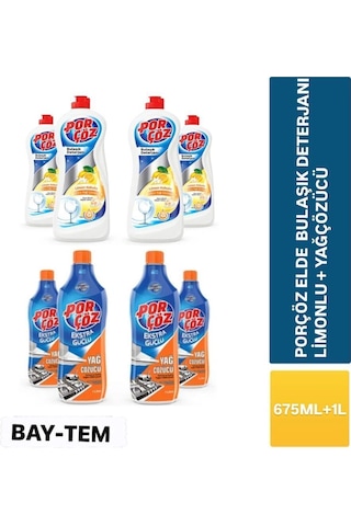 4 Adet 675 Ml Elde Bulaşık Deterjanı Limon + 4 Adet 1000 Ml Ekstra Güçlü Yağ Çözücü