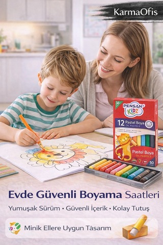 Pastel Boya 12 Li 12 Canlı Renk, Yumuşak Sürüm, Anaokulu Ve Ev İçin Güvenli Yağlı Pastel Boya Beyaz