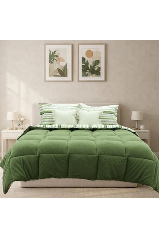 Sherpa Comforter Çift Kişilik Uyku Seti - Yeşil