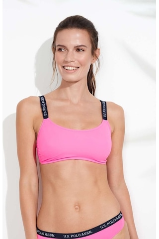 U.S. Polo Assn. Kadın Pembe İnce Askılı Bikini Üst 21502