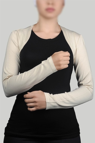 Altobeh Uzun Kollu Kadın Tesettür İçe Giyilen Bolero - Krem Çok Renkli