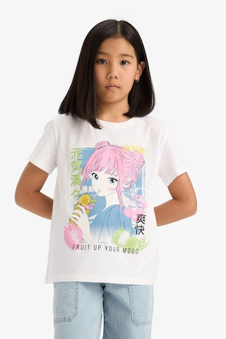 Defacto Kız Çocuk Bisiklet Yaka Anime Baskılı Kısa Kollu Tişört E0350a825smwt34 Beyaz