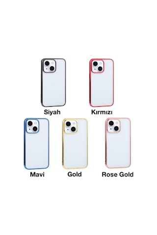 Apple Uyumlu iPhone 13 6.1Inç Lazer Kaplama Renkli Kenar Seffaf Kilif 514281123