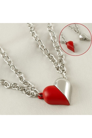 Hediye Vakti Sevgili Mıknatıslı Kalp Kolyesi