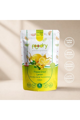 Foodry Dondurularak Kurutulmuş Limon Freeze Dry Lemon Katkısız Çıtır Meyve Atıştırmalığı 17 G