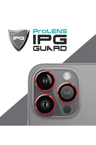 Apple Uyumlu iPhone 14 Pro / Pro Max İçin Ipg Kamera Lens Koruyucu - Kırmızı