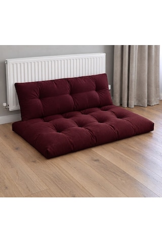 Kadife Döşemelik Kumaştan El Emeği Alt Üst Takım Petek Önü Minder 100x65cm Bordo