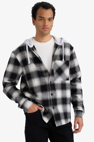 Defacto Relax Fit Kapüşonlu Flanel Uzun Kollu Gömlek G4317ax25aubk81 Siyah-bk81