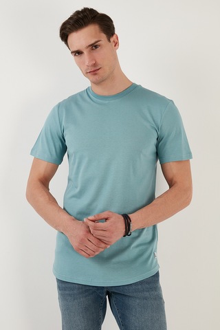 Buratti % 100 Pamuk Regular Fit Bisiklet Yaka T Shirt Erkek T Shirt 5902511 Mavi