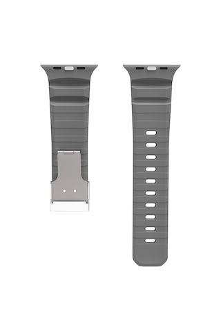 Apple Uyumlu Watch  Seri 10-11 46mm Kordon 2/3/4/5/6/se/7/8/9 44-45-49mm Kd-145 Metal Tokalı Silikon Kordon
