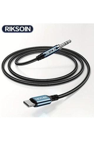 Riksoin 3-metre Type-c To 3.5mm Aux Kablo Hi-fi Ses Teknolojisi Ce Sertifikalı Hasır Örgülü Sağlam Ses Kablosu Telefon/araba/tablet -