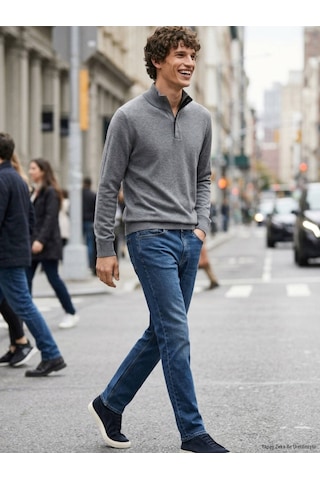 Kip İndigo Düz Slim Fit Denim Pamuk Karışımlı Pantolon
