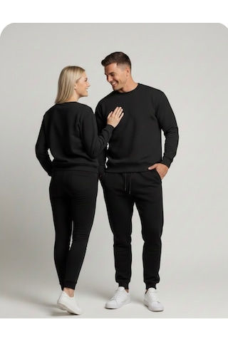 Tuba Toptaş Unisex Bay/ Sweatshirt Yuvarlak Yaka Siyah