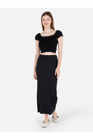 Colin's Colins Dar Kesim Yırtmaçlı Siyah Kadın Etek Cl1071669 Q1.v1 Blk Siyah
