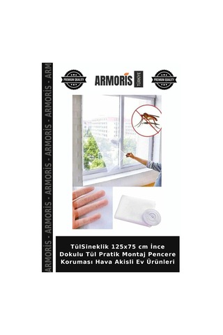 Tülsineklik 125x75 Cm İnce Dokulu Tül Pratik Montaj Pencere Koruması Hava Akisli Ev Ürünleri