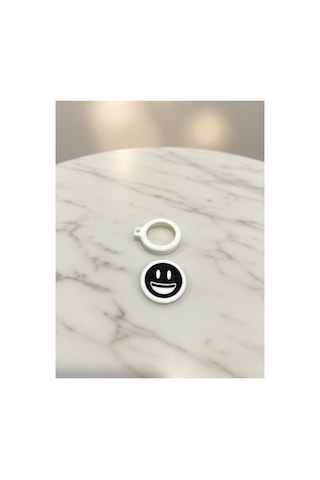 Mini Emoji Airtag Kılıfı - Gizli Takip Tutucu Anahtarlık 3d Baskılı, Beyaz/siyah Şık - Valiz