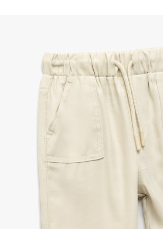 Koton Beli Bağcıklı Cepli Basic Viskon Jogger Eşofman Altı Bej 5smb40034tw Ekru