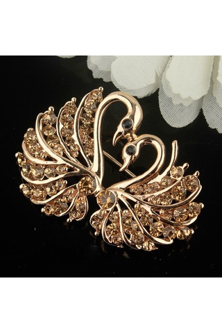 Sones Kadınlar İçin Kristal Kuğu Broş Pins Hayvan Yapay Elmas Broşlar Şampanya