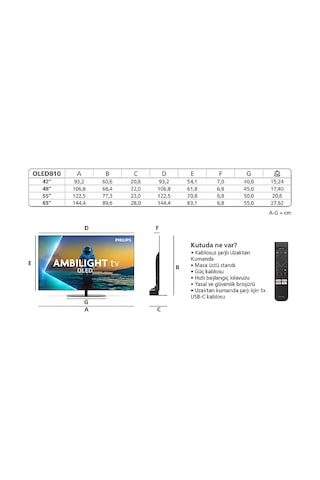 Philips 65OLED810/12 65" 4K UHD Dolby Vision Dolby Atmos Google Smart Ambilight Tv