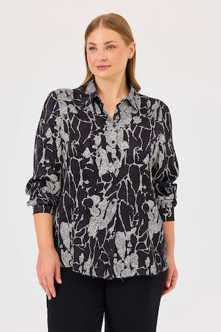 Galaxi Kadın Büyük Beden Leopar Desenli Gömlek 4032 Siyah Siyah