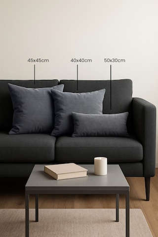 Kadife Serisi Gri Kırlent, Yastık Kılıfı En: 40 Boy: 40 Gri