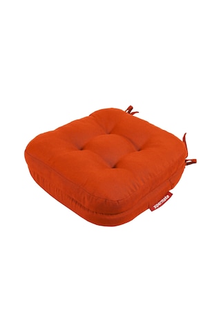 Çift Kat Sandalye Minderi Fermuarlı Yıkanabilir Kılıf Bağcıklı Su Ve Yağ İtici 42x42x8 Cm Kiremit Çok Renkli