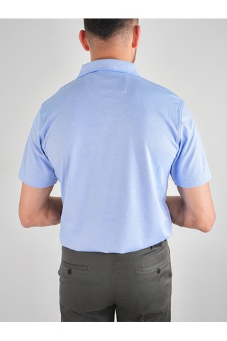 Erkek Yakalı Cepli Penye Mavi Baba Tshirt