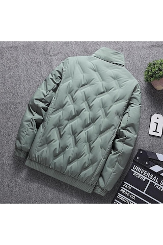 Kışlık Dik Yaka, Şık Ve Çok Yönlü, Sıcak Erkek Üstleri Ve Ceketleri Yeşil