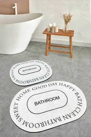 Baindos Ekru 2'li Banyo Paspas Seti, Kaymaz Tabanlı Klozet Takımı Djtbanyo Bej