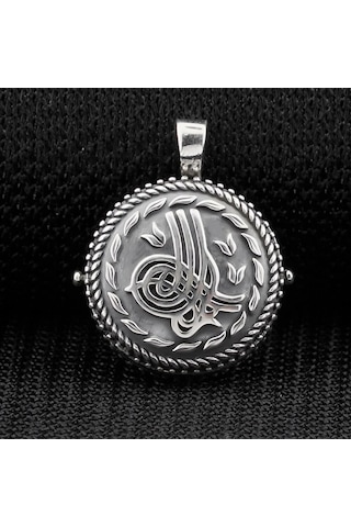 Takılingo 925 Ayar Gümüş Çift Taraflı Osmanlı Tuğralı Açılabilir Kolye Ucu Gümüş