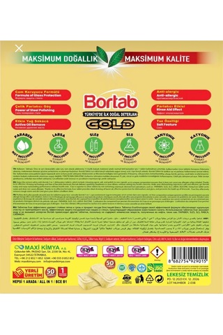 Bulaşık Makinesi Deterjanı Yağı Kiri Söker Atar 50 Tablet 50 Yıkama Doğal Vegan Yerli Üretim