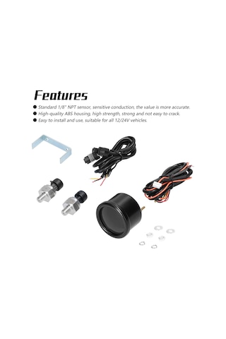 Yifomall Çift Ekranlı Dijital Hava Basınç Göstergesi - 220psı'ye Kadar Ölçüm, 2 Sensörlü