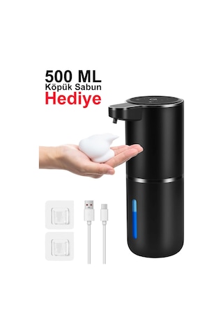 Greentech Sensörlü Usb Şarjlı Köpük Sabunluk / Gt-sd03s Siyah