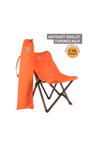 Bag The Joy Ahşap Antrasit İskelet - Turuncu Kılıf Sandalye Turuncu