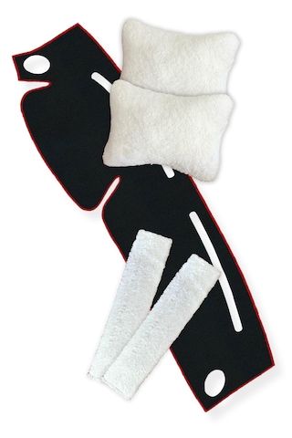 Hyundai Accent Yumurta Kasa 1996-2000 Torpido Halısı + Boyun Yastığı & Emniyet Kemer Pedi Siyah