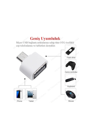 Wozlo Micro USB to USB OTG Çevirici Dönüştürcü Beyaz