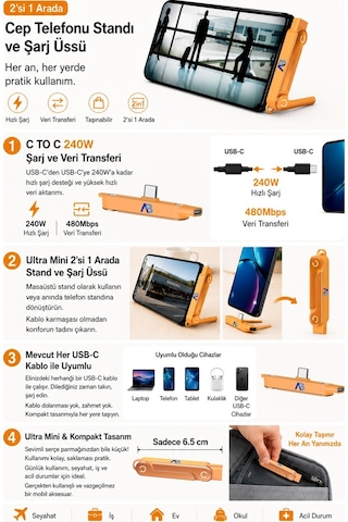 Apollobell Dhp03-007 Şarj Portlu Telefon Standı